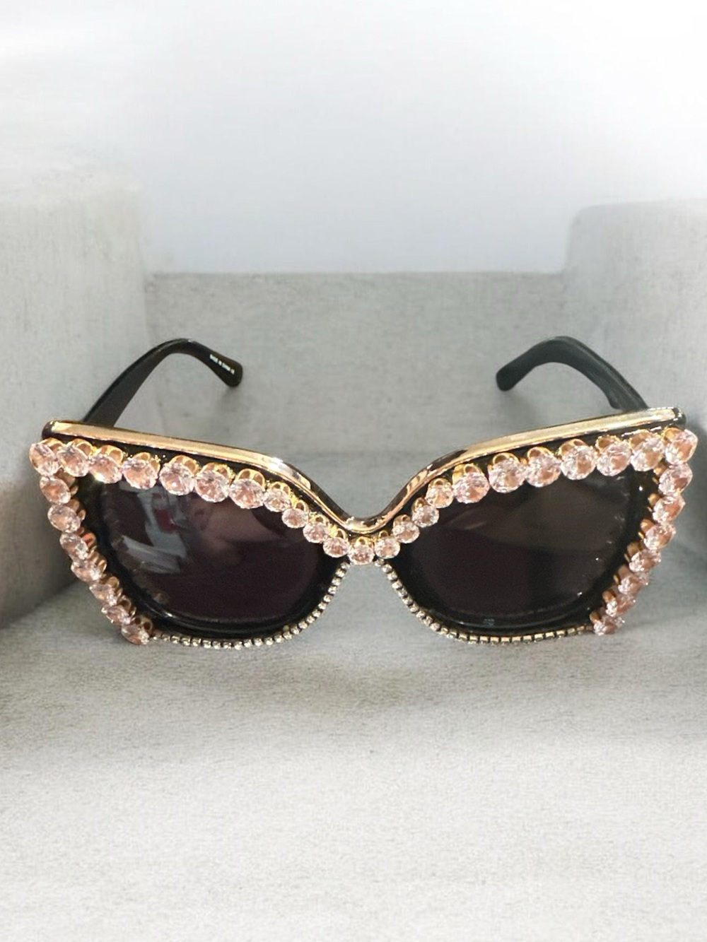 Embellished Cat-Eye Sunglasses with clear Crystal Trim
S49